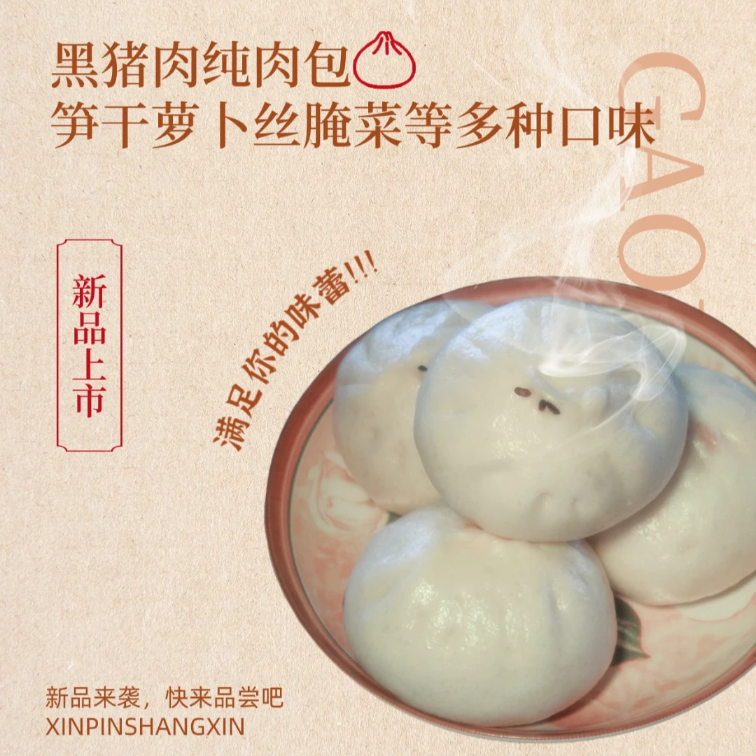 第三地生态农场精选软糯皮薄鲜美黑猪肉纯肉包笋干萝卜丝腌菜包