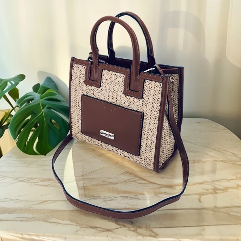 MIRAFLORES 草编手提托特包百搭单肩斜挎包小众女士潮流包时尚包