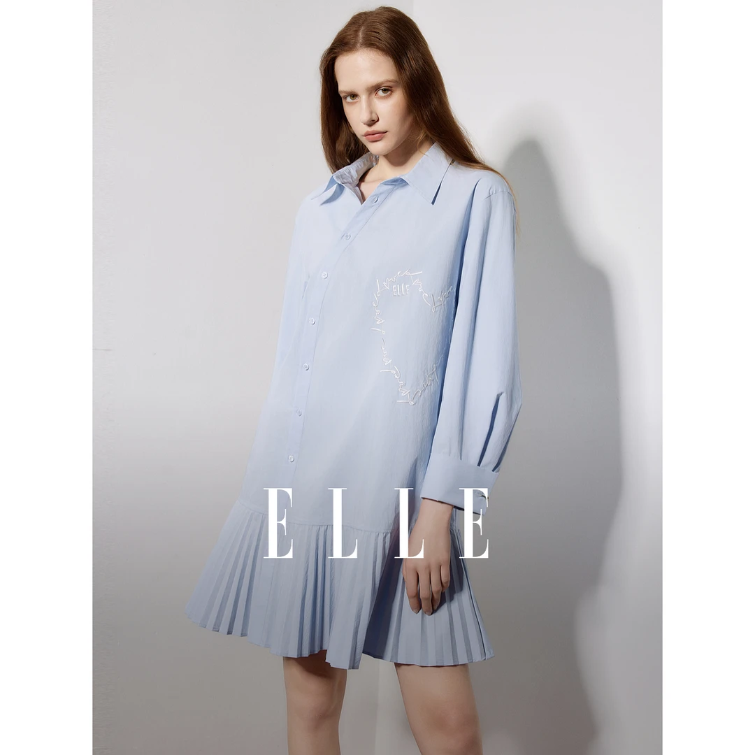 【大叔女装】ELLE简约气质连衣裙24秋新款风感波粒时尚EL49087