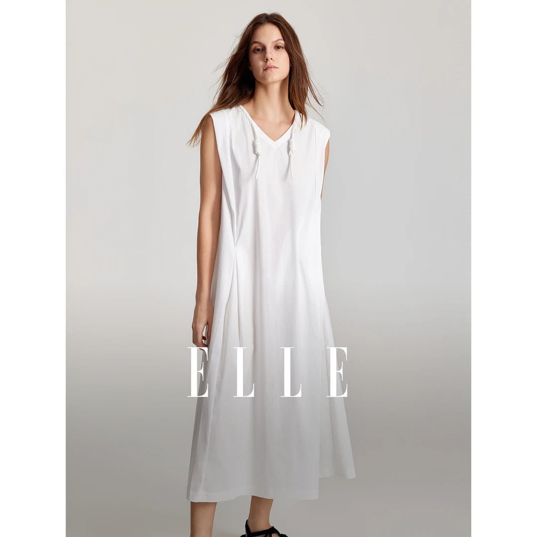 ELLE简约女装连衣裙2024夏季新款风感波粒气质休闲时尚-EL48286