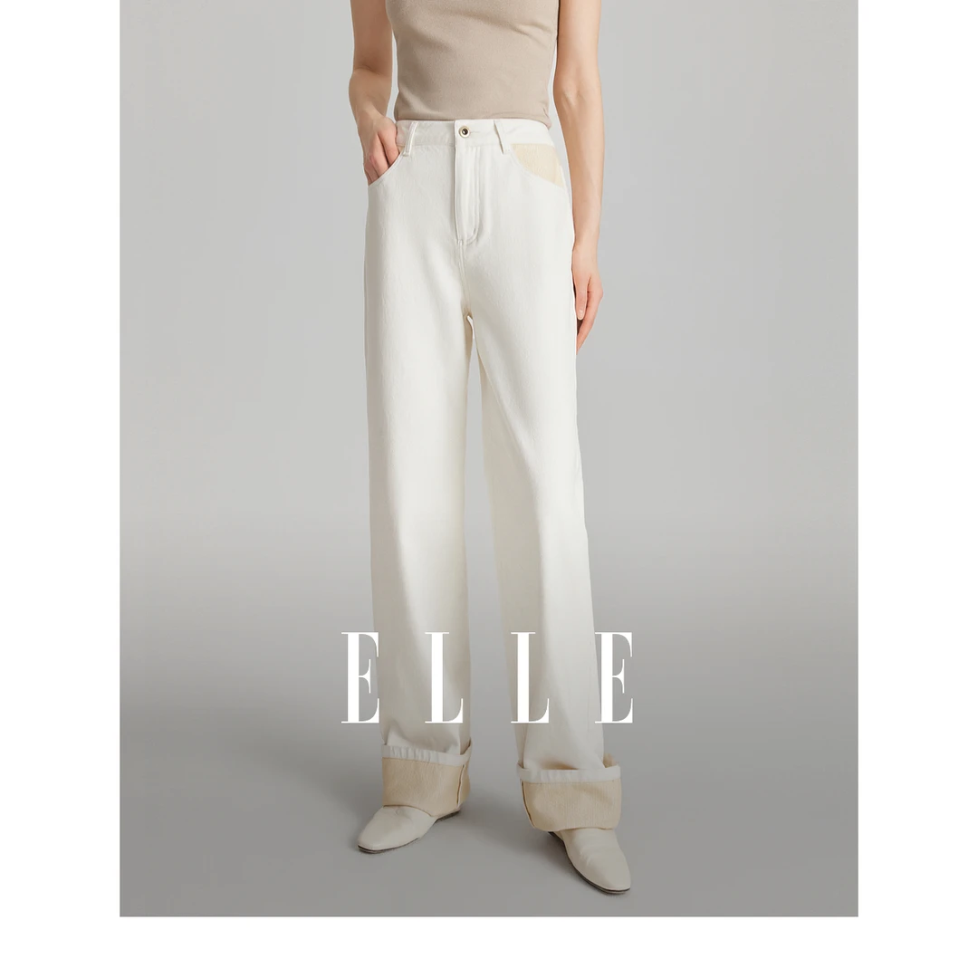 【赵老板专属】ELLE时尚休闲直筒牛仔裤24春款宽松显瘦裤子EQ47335