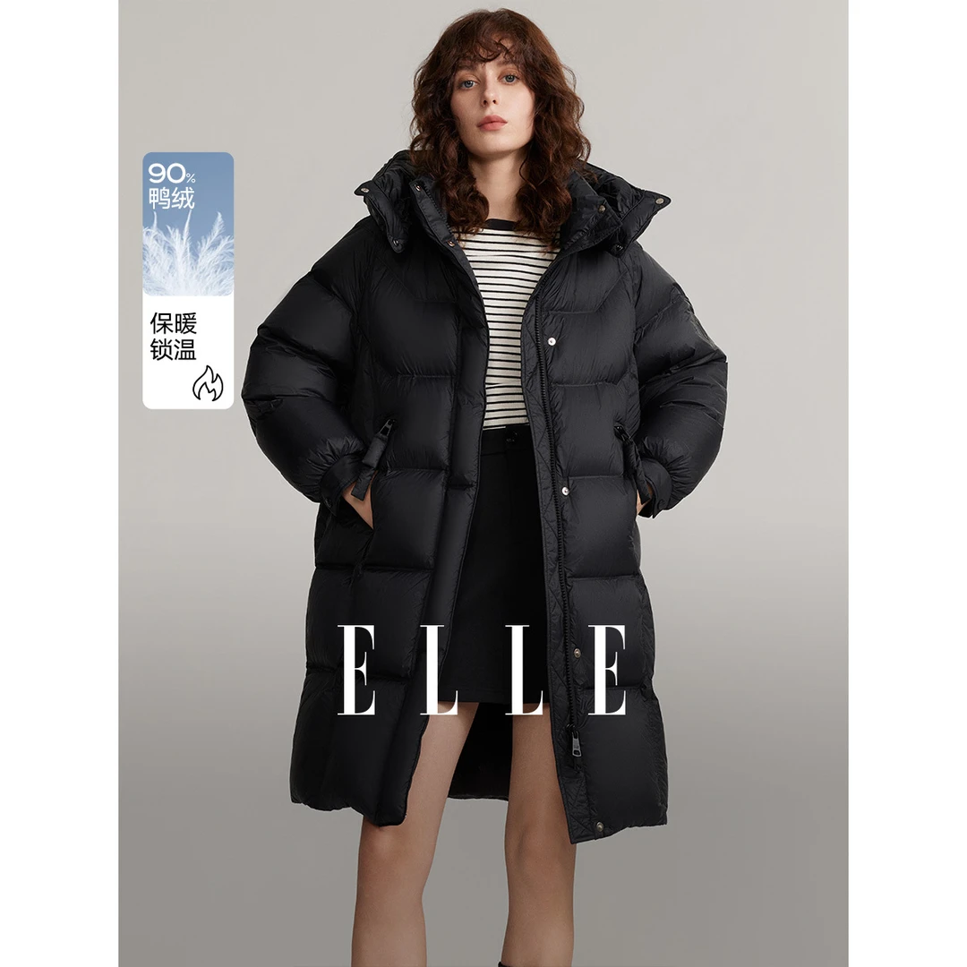 【王雪糕专属】ELLE90白鸭绒立领羽绒服24冬装新款保暖外套EY49321