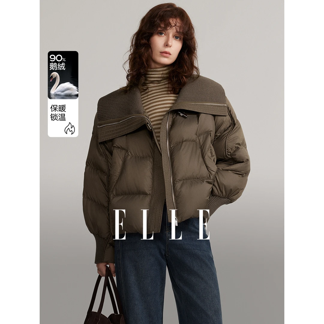 【赵老板专属】ELLE90鹅绒大翻领鹅绒服2024冬款雅丹风EY49315