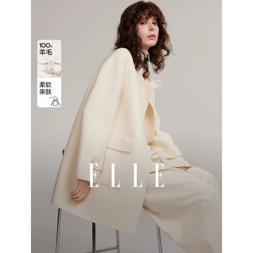 【赵老板专属】绵羊毛ELLE双面呢大衣2024冬季新款简约EN49622