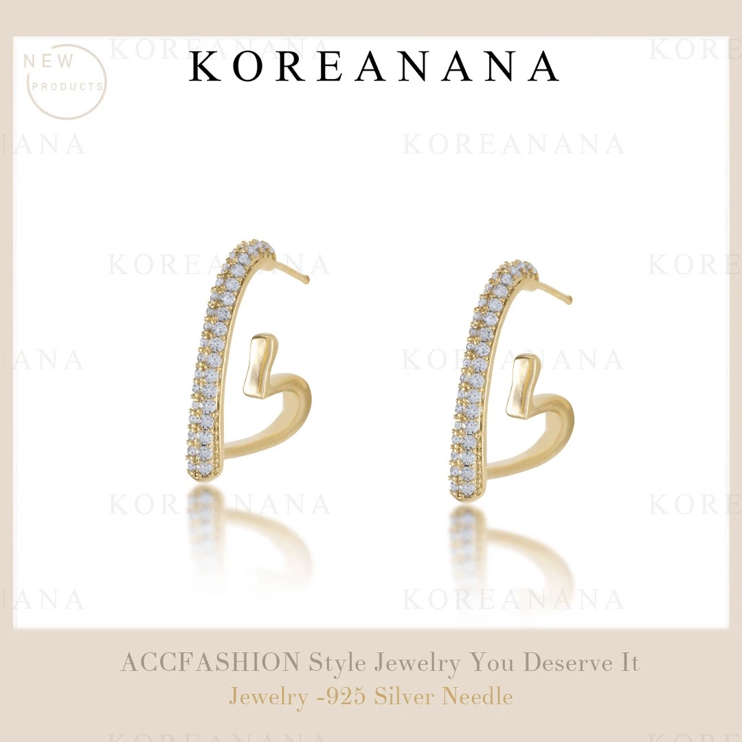 铜合金耳饰  轻奢甜酷微锆爱心耳环A024