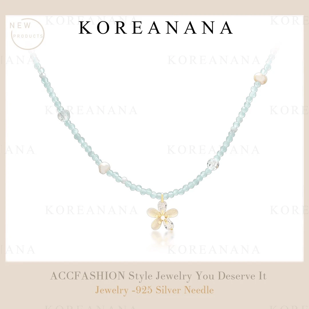 坠链均925银仿珍珠 镀K金 轻奢高级小清新精致花朵项链E310