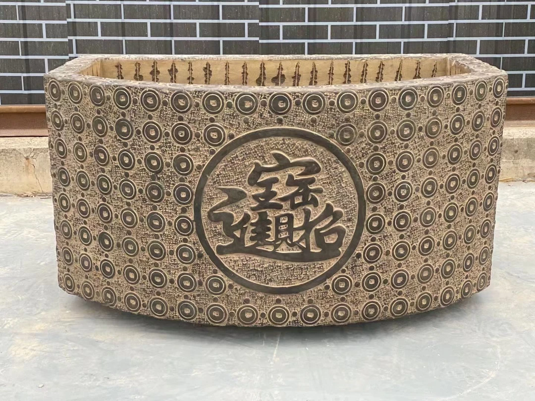 石盆一个精品摆件 天然石材 包邮 不含卸车院子装饰别墅花园