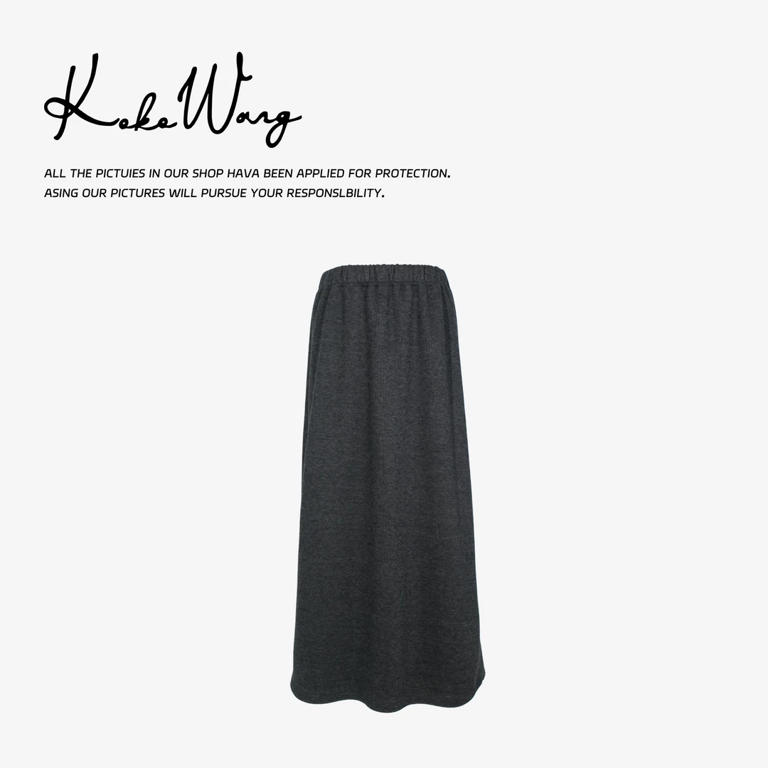 KOKOWANG红人上新早秋醋酸羊毛混纺垂感显瘦半身裙412444K02Q41