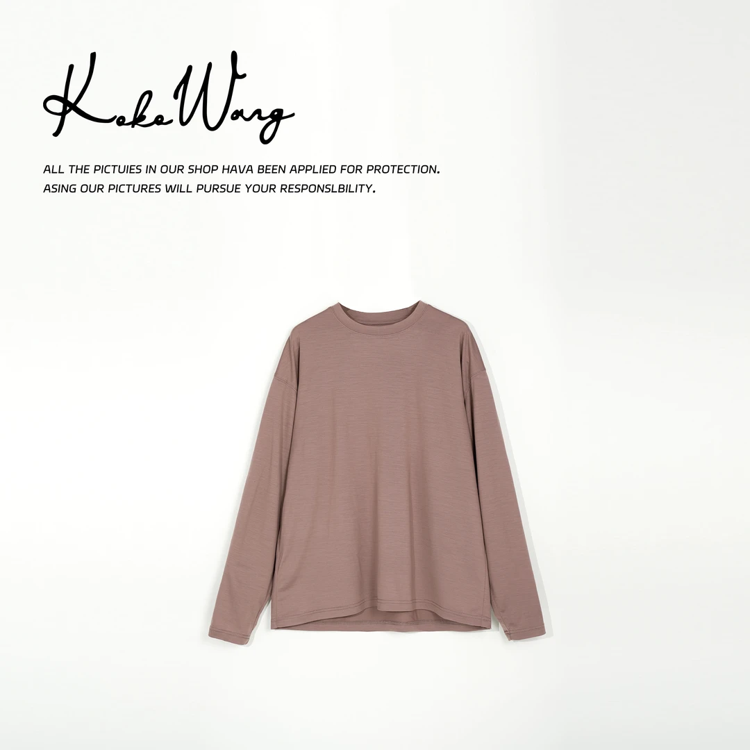 KOKO WANG红人上新100%美利奴超细羊毛长袖打底T恤衫412444J24T46