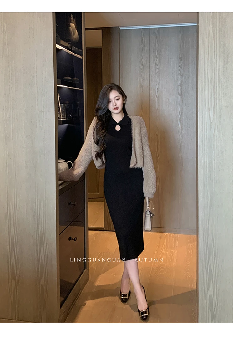 林关关毛毛外套女秋冬2024新款开衫短款毛衣高级感气质名媛52741