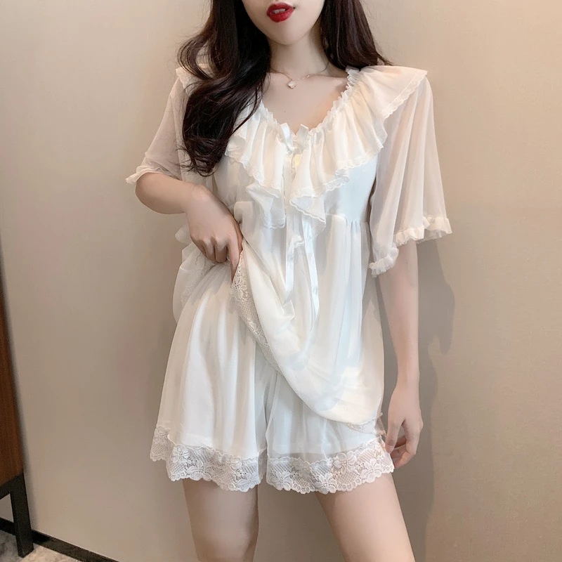 纯欲风带胸垫睡衣女夏季莫代尔高颜值2023新款冰丝短袖短裤家居服