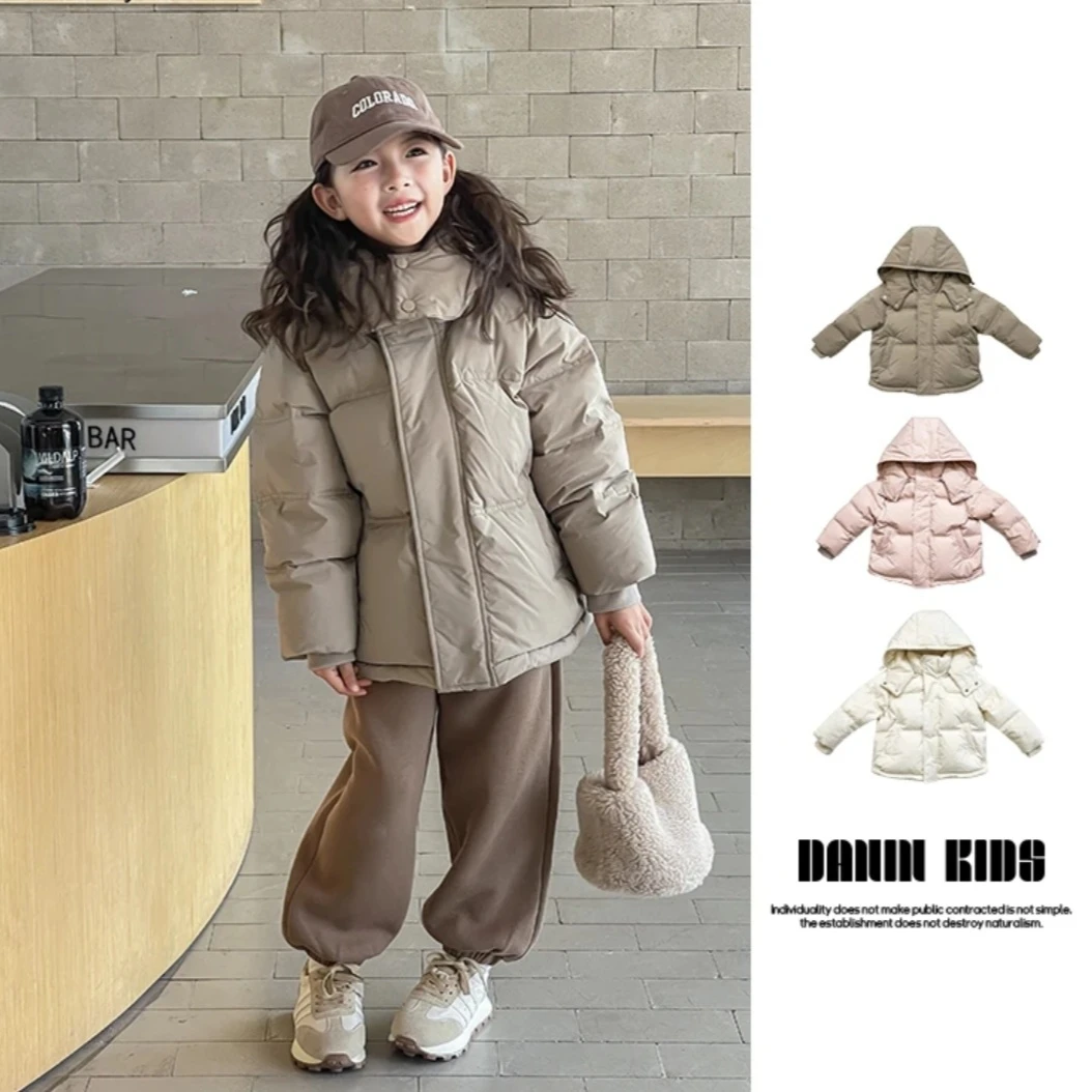 女童秋冬季棉衣2023新款时尚保暖简约纯色百搭短款棉衣服洋气宝宝