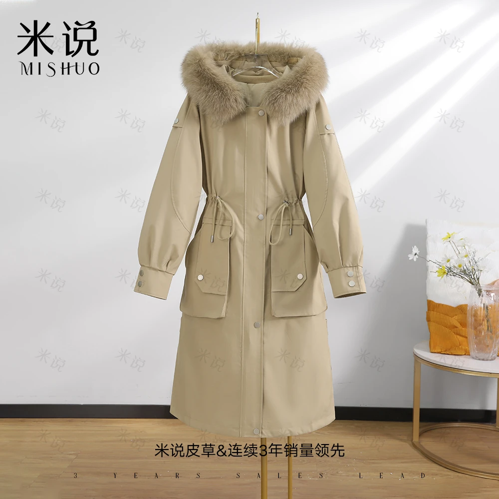 【芳华】派克服女新款爆款兔毛内胆可拆卸皮草长款1