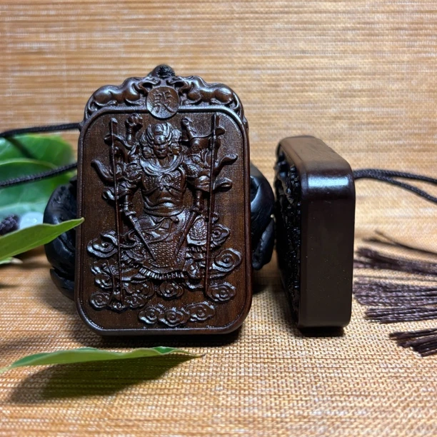 非金属木质吊坠 【龙虎山出品】雷击木本命年半玉化殷元帅吊坠手工