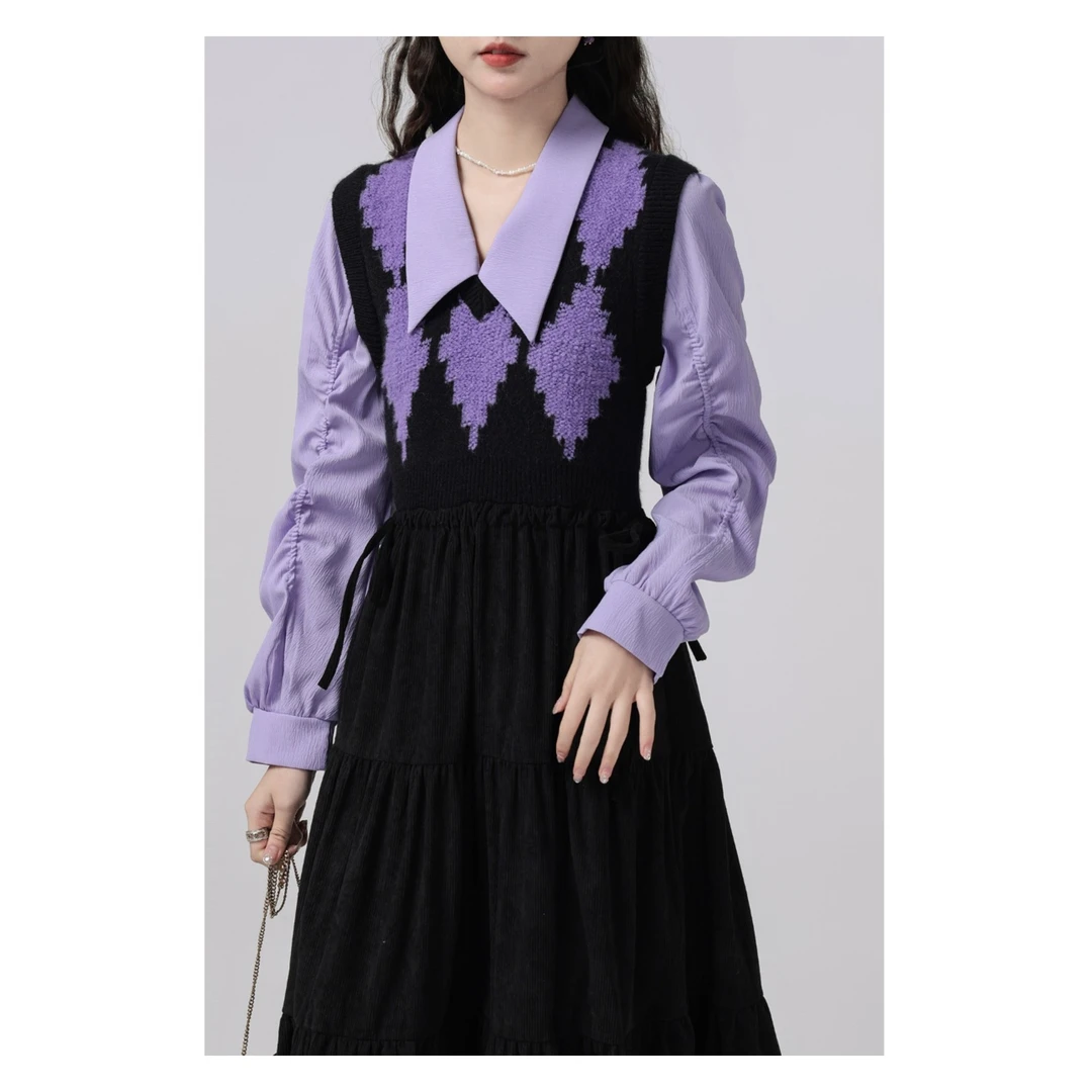 编号【801-900】秋冬新款针织连衣裙小香风名媛气质时尚连衣裙-12月