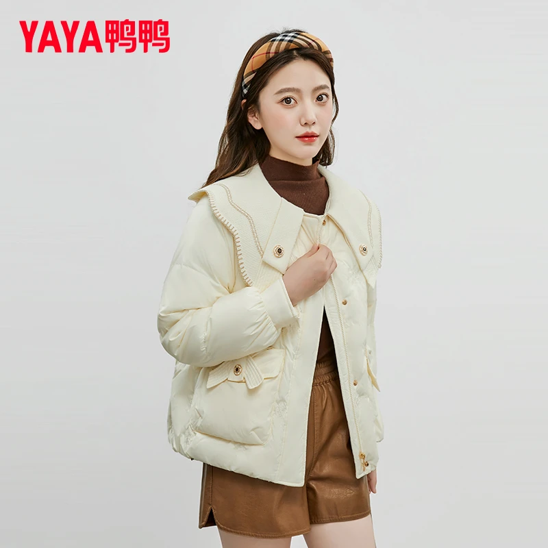 YAYA/鸭鸭2023新款短款冬季女时尚小香风韩版外套保暖百搭羽绒服