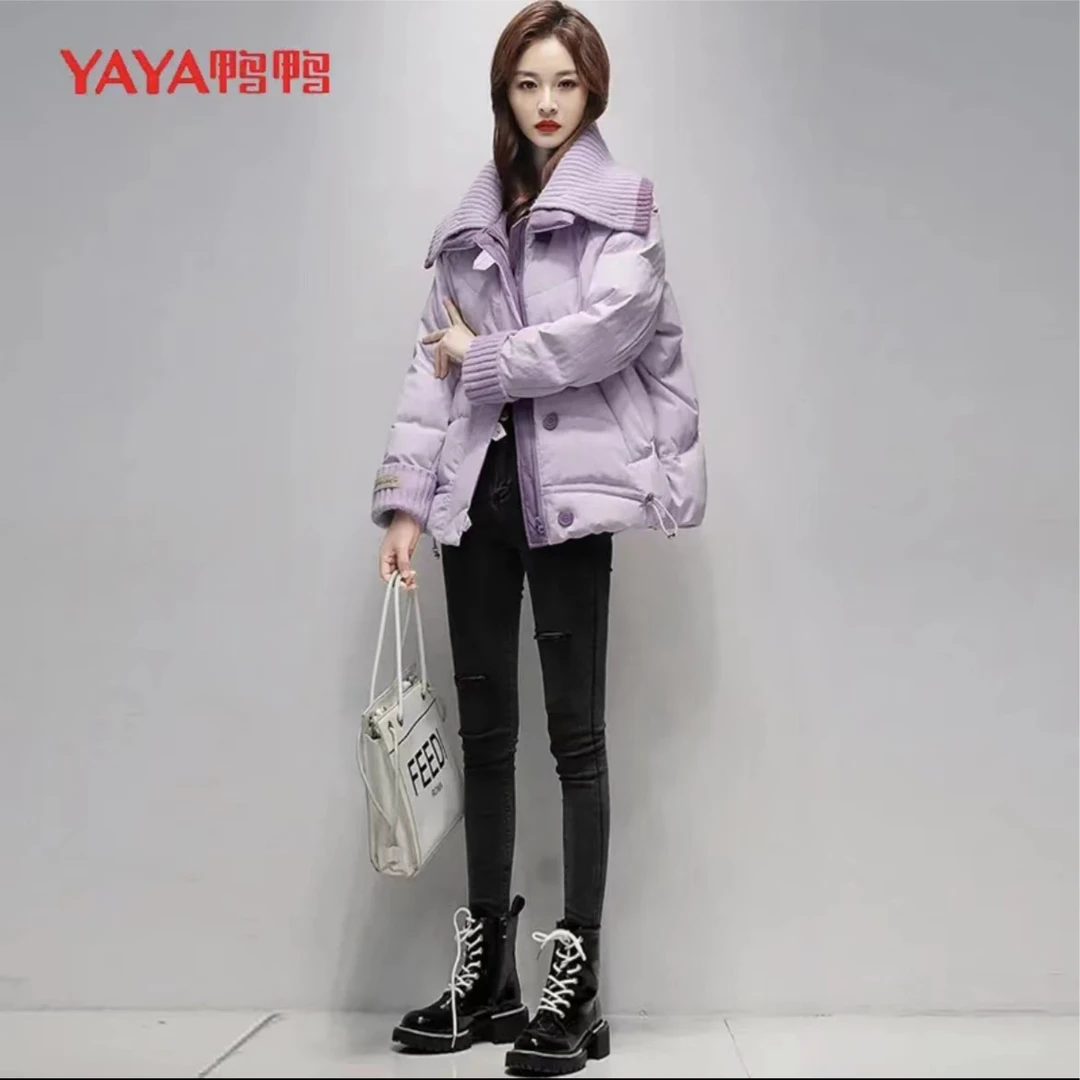 YAYA/鸭鸭（YE2B626575L）新款韩版时尚保暖女士羽绒服短款鸭绒外套