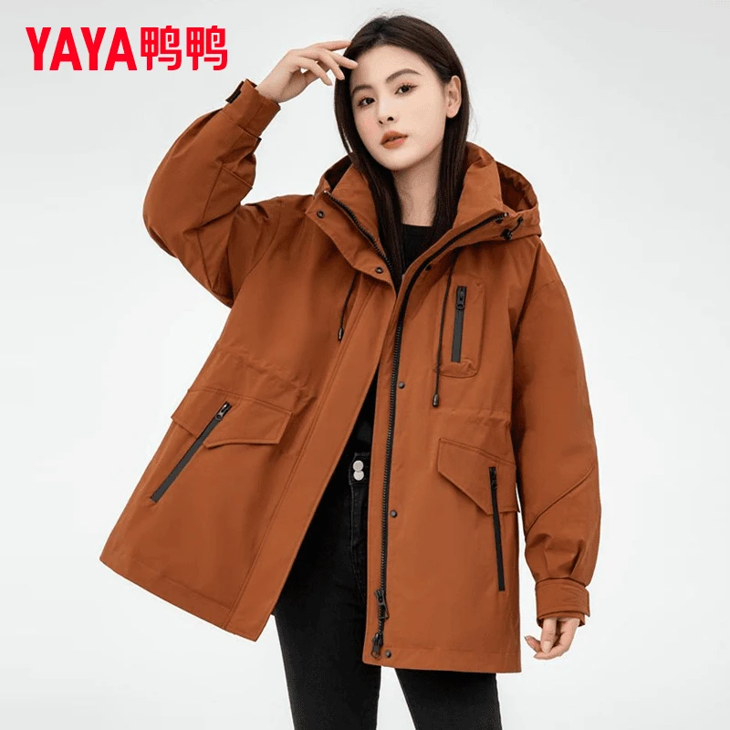 YAYA/鸭鸭派克羽绒服女士中长款冬季新款收腰显瘦外套YE3B631025L