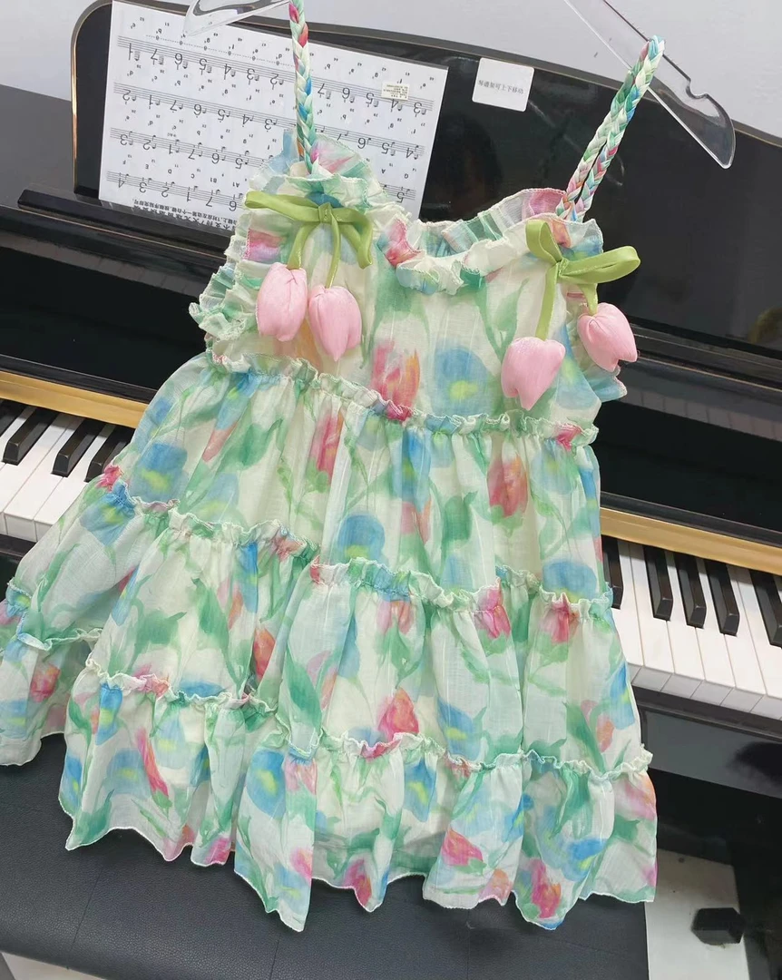 【花开半夏】女童夏季连衣裙2024夏装新款洋气网红裙子儿童超仙女宝