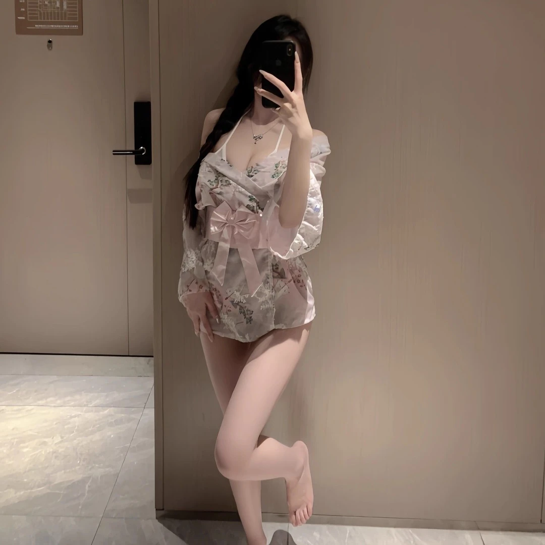 情趣内衣日式和服性感私房纯欲三点式秋冬款家居服雪纺睡裙女系带