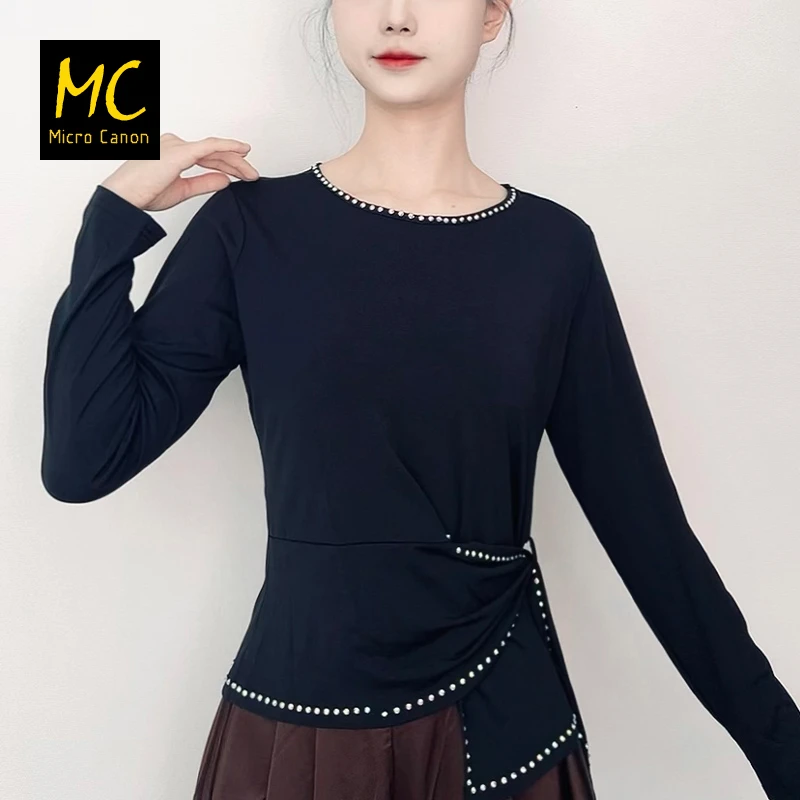 古典舞现代舞圆领长袖不规则下摆舞蹈服