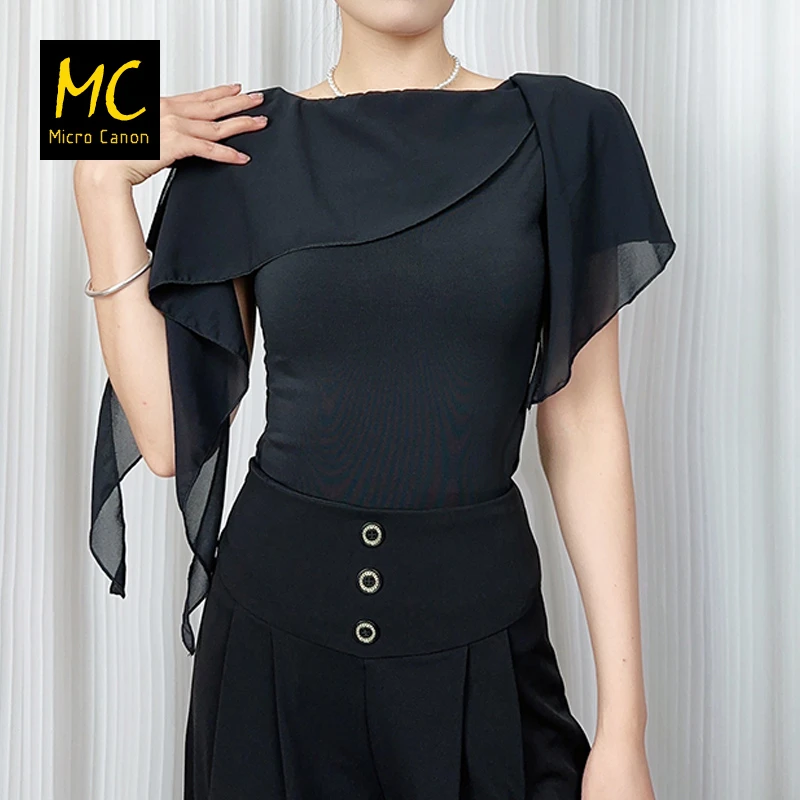 国风古典舞蹈服摩登舞斗篷袖上衣新中式跳广场舞国标恰恰练功服