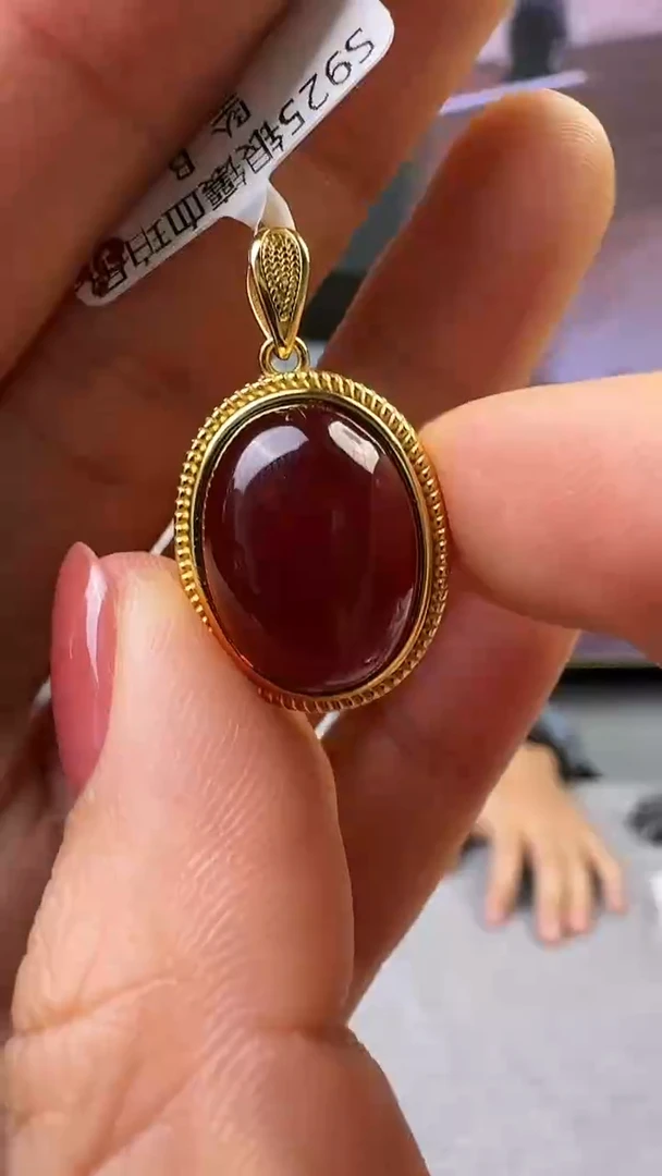 【闪购商品】琥珀颈饰银S925镶嵌427