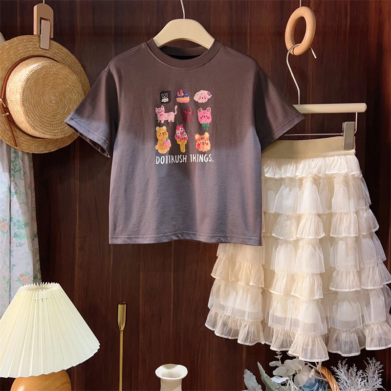 现货【株蒂】2024新款9664儿童夏季舒适宽松短袖宝宝时尚百搭洋T恤