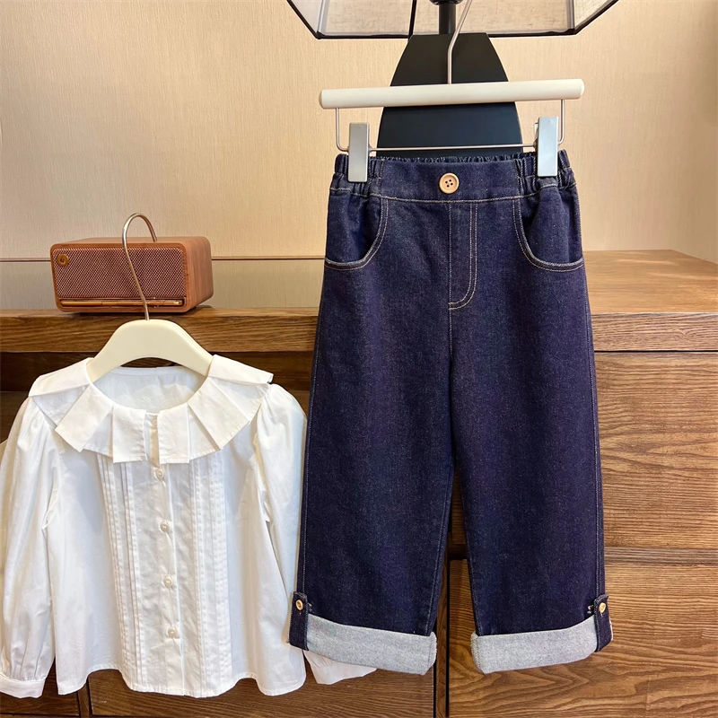 现货【千岛】95棉5氨纶直筒长裤4198女宝牛仔裤单层柔软不加绒