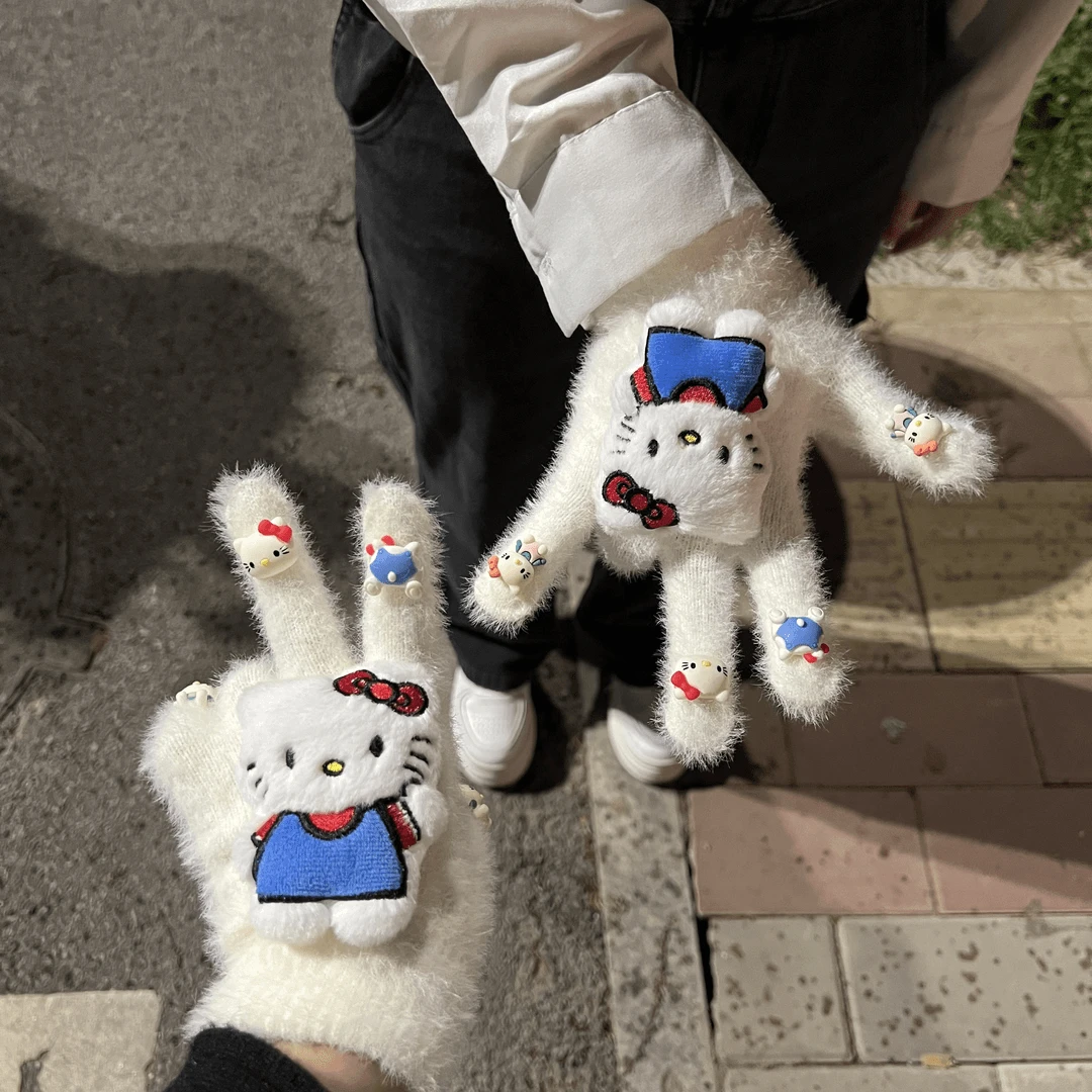 可爱卡通猫咪玩偶手套自制材料包保暖手套生日礼物送女生男生