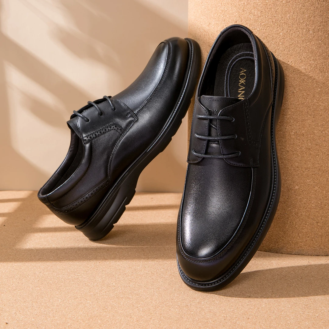 奥康男鞋秋季商务正装皮鞋英伦百搭舒适真皮软底工作鞋德比鞋系带