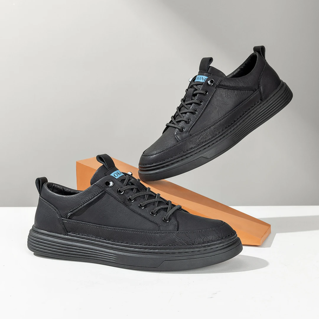 男鞋秋季新款流行低帮休闲百搭板鞋男士休闲舒适单鞋松紧带时尚