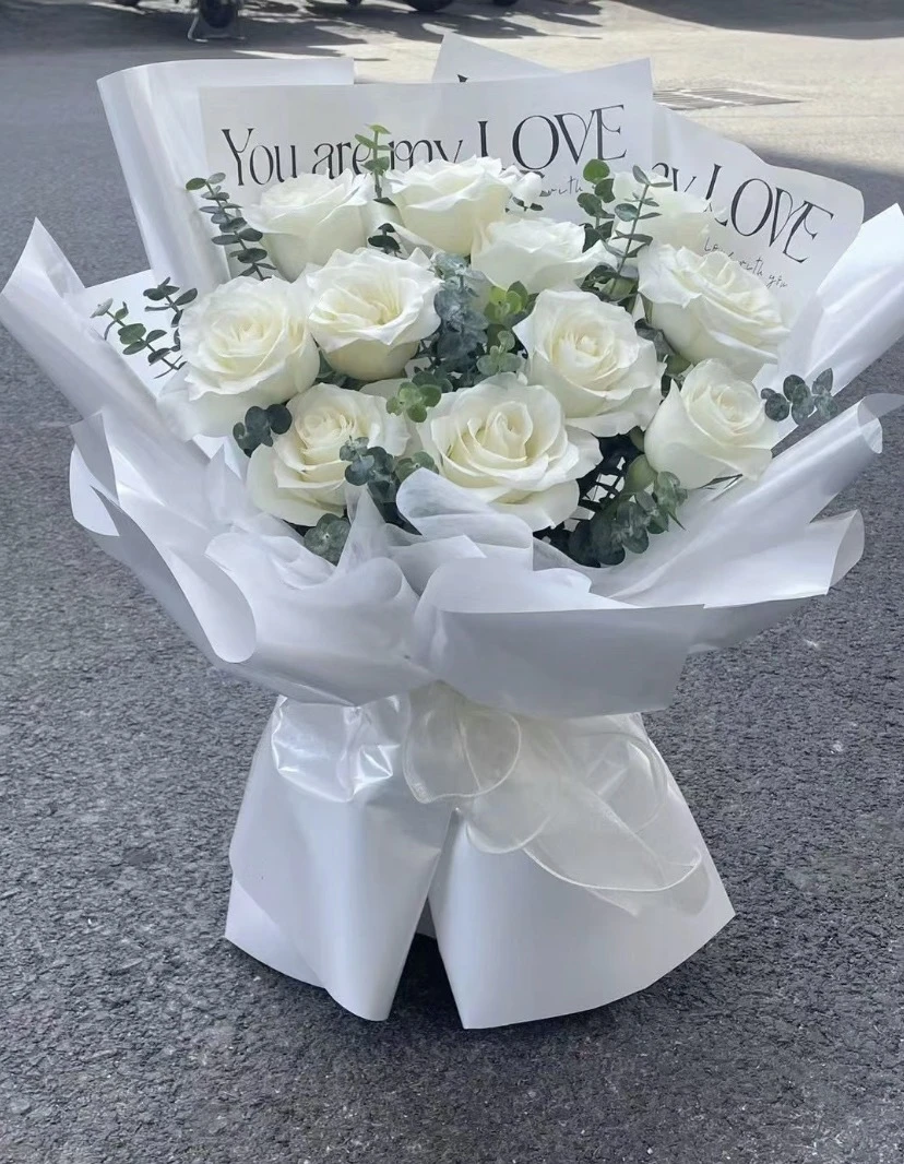 白玫瑰同城鲜花配送速递真花花束送女朋友生日礼物纪念日送货告白
