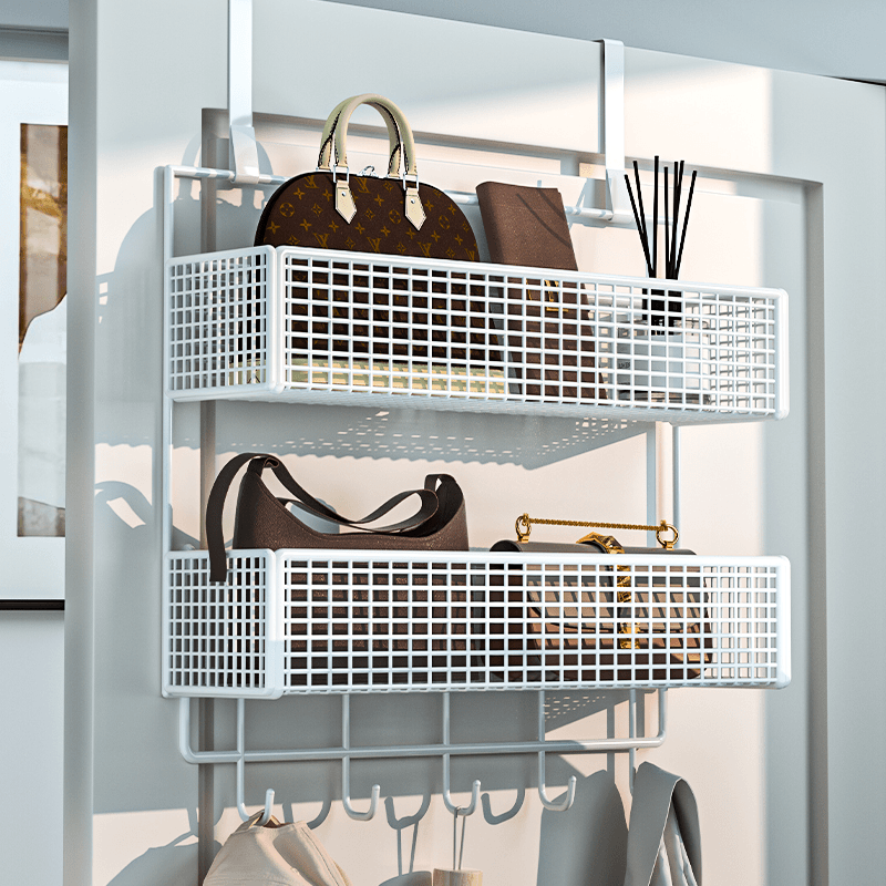 门后置物架挂衣架玄关衣帽神器壁挂墙上免打孔收纳衣柜侧面挂钩架