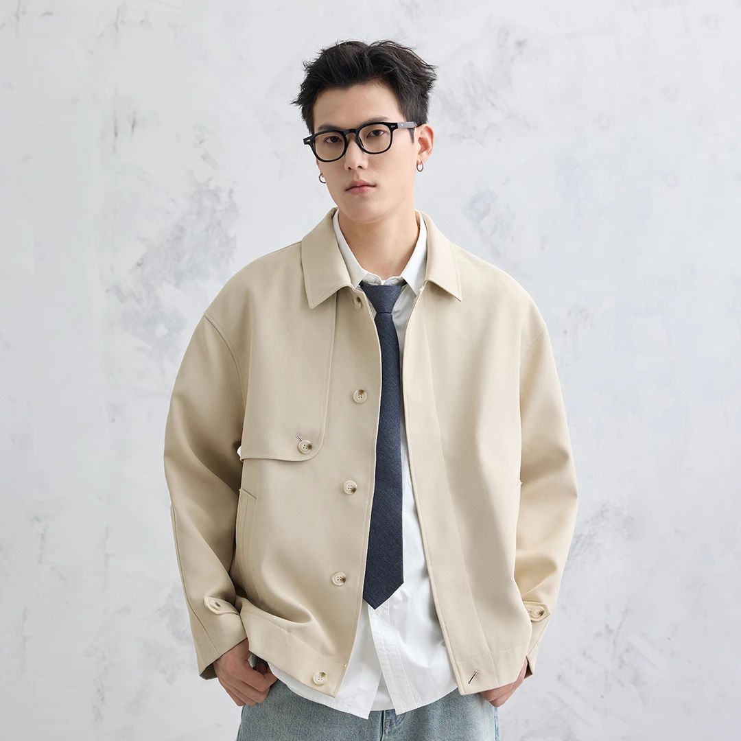 2024春季新款进口抗紫外线面料UV50+翻领夹克男宽松休闲男士外套