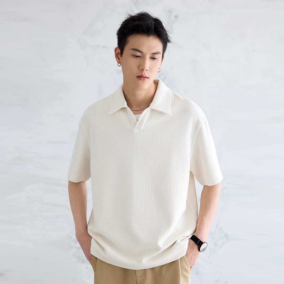 a.b.x330G针织提花面料 侧摆开衩 短袖POLO衫 POLO SHIRTS 男款