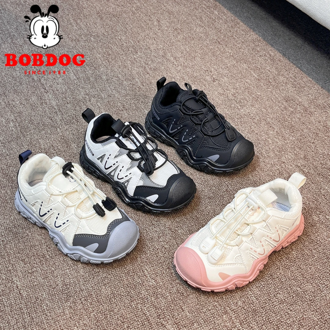Bobdog/巴布豆2024秋季新款儿童透气网面运动鞋男童女童防滑耐磨