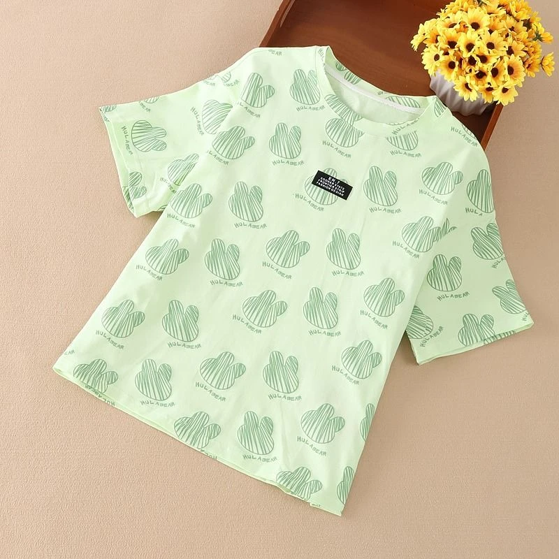 女童t桖夏装2024新款洋气时髦半袖上衣儿童女孩夏季网红短袖衣服