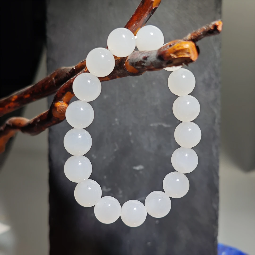 【白妃】一级白老料和田白玉手串12mm KT24072917