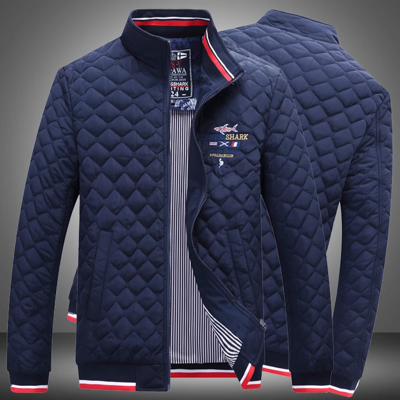 肯迪鲨鱼春秋薄款棉衣男士夹克潮流男装保暖衣服外套上衣棉袄棉服