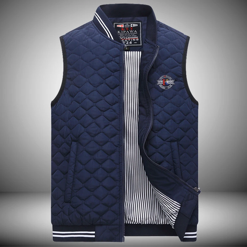 肯迪鲨鱼春秋新款夹棉马甲男加厚休闲潮牌外套男士宽松大码坎肩潮