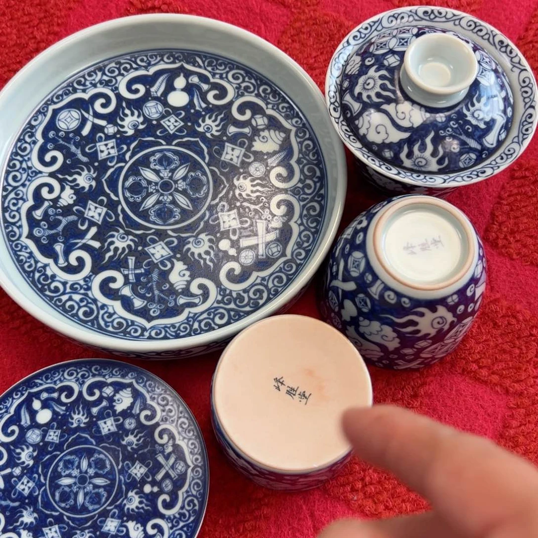 摆件青花八宝五件套全品
