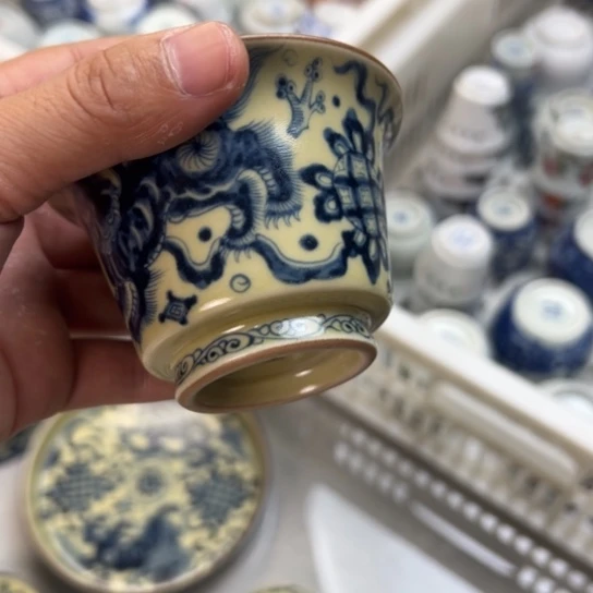 摆件知***乐2号柚狮子滚绣球两才盖碗全品