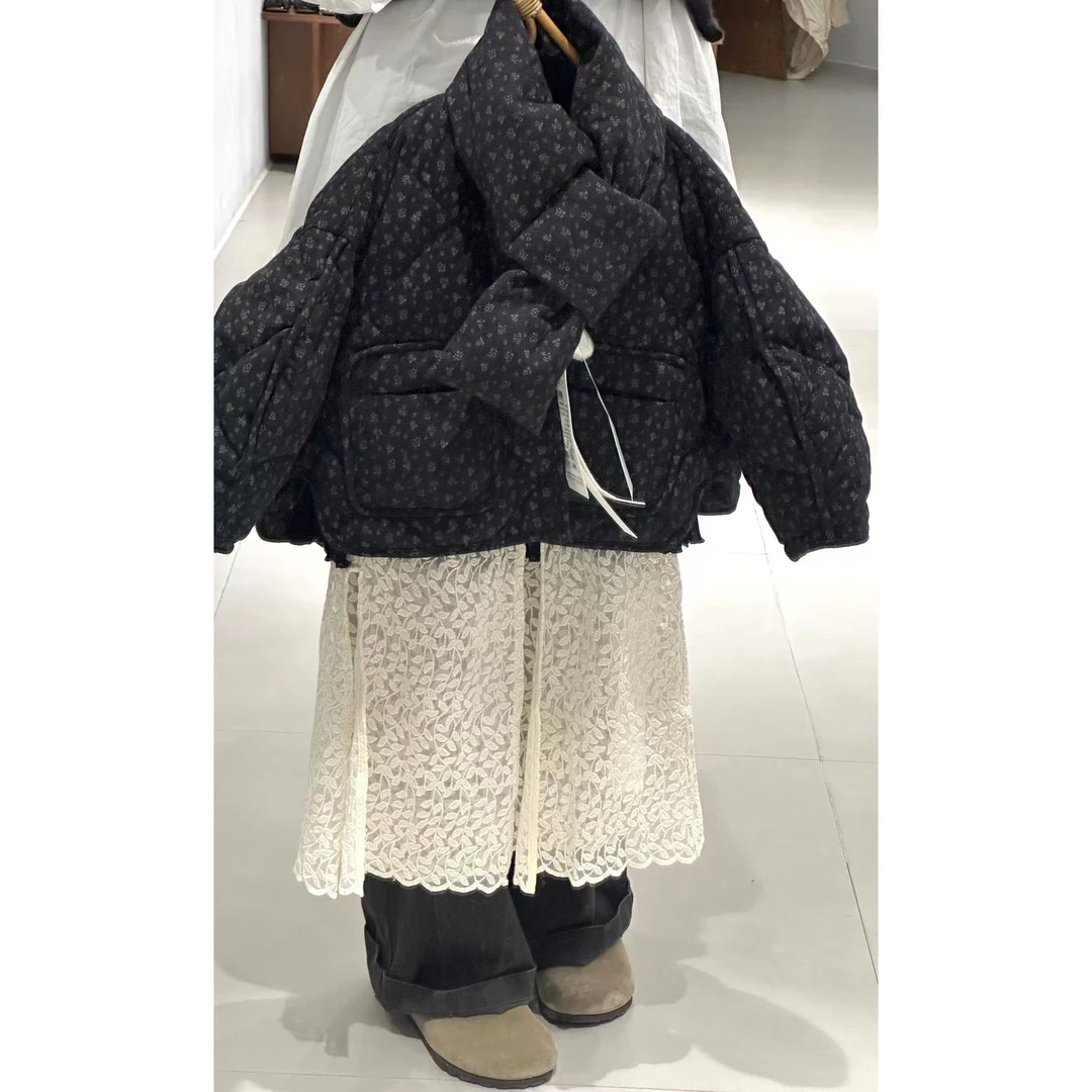 九九子-韩国亲子童装碎花羽绒外套 R311+蕾丝裙Q899