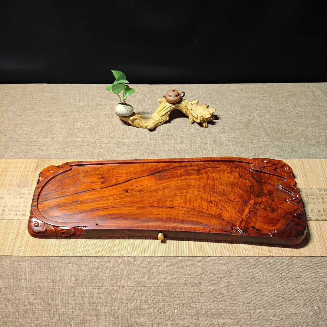 微凹黄檀实木茶盘，祥云纹理款茶盘，尺寸66*25