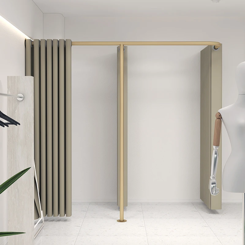 F型试衣间窗帘杆隔断帘婚纱服装店简易移动更衣室商场卖场展示架E