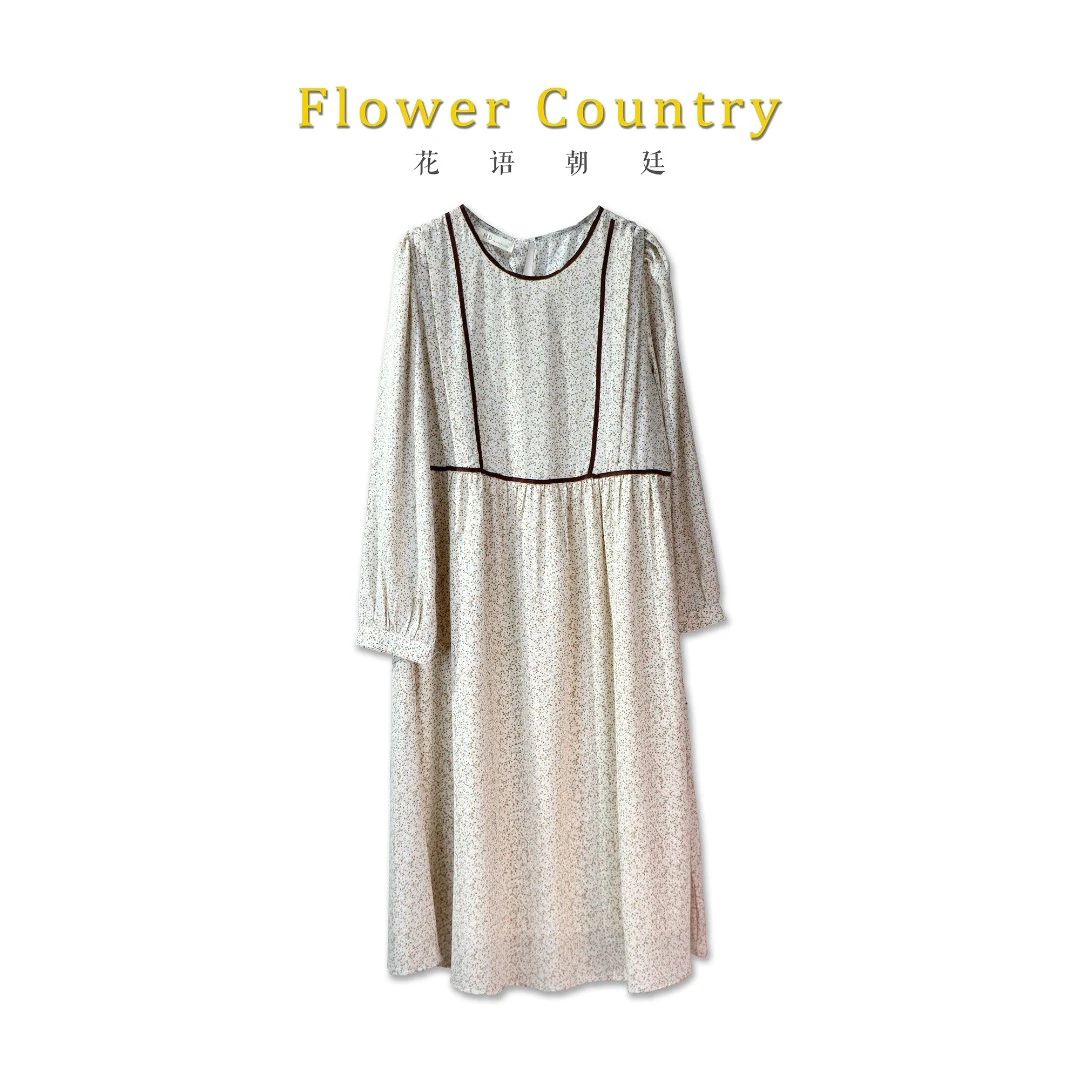 【碎花连衣裙系列】春季日系印花宽松版休闲百搭秋冬长款连衣裙1541