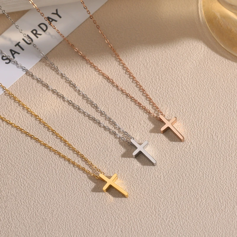 钛钢项链 十字架吊坠项链爆款潮网红锁骨链轻奢时尚小众挂坠颈链