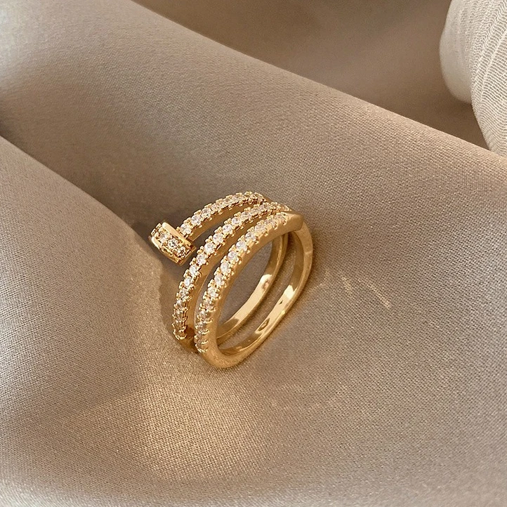 合金戒指 钉子戒指轻奢冷淡风指环女时尚个性ins小众开口戒指