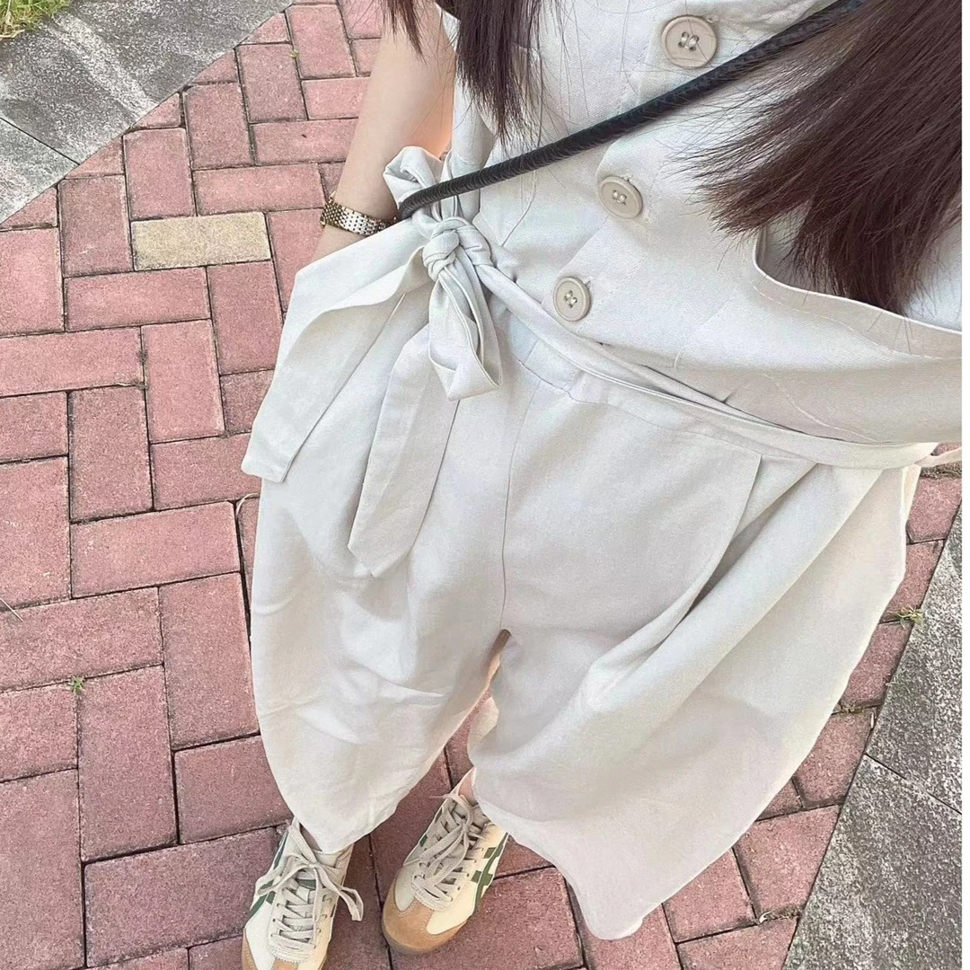 青怡QINGYI7171显瘦米色亚麻连体裤气质舒适款百搭女宝洋气夏款